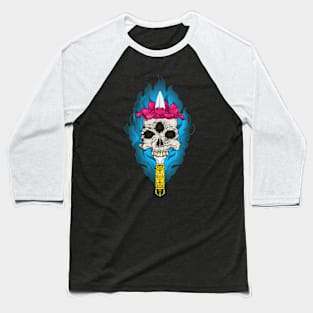 Lotus skull Baseball T-Shirt